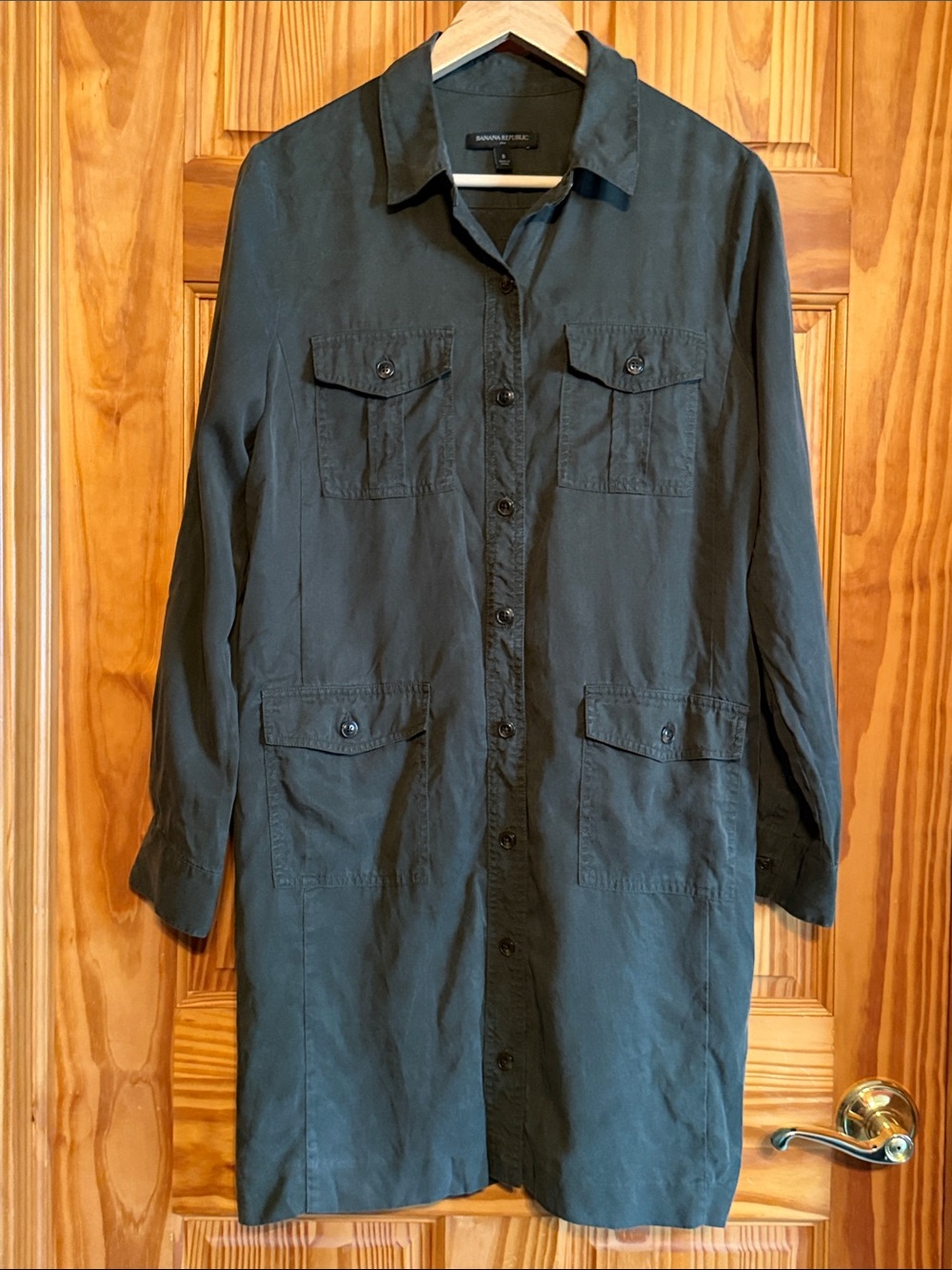 Banana Republic Olive Green Shirt Jacket Dress